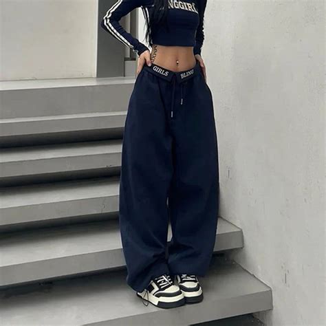 Gorunrun Oversized Sweatpants Women Y2k Letter Embroidery Joggers