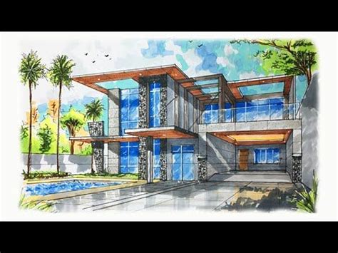 HOW TO DRAW 2 POINT PERSPECTIVE A MODERN HOUSE Dream House Drawing