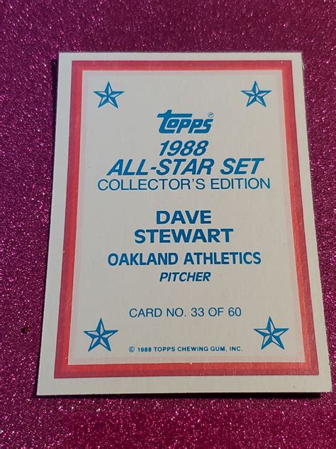 1988 Topps All Star Collector S Edition Dave Stewart 33 Oakland