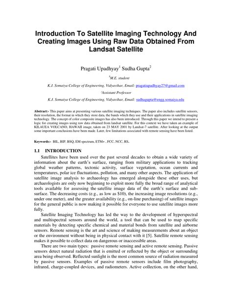 (PDF) Introduction To Satellite Imaging Technology And Creating Images ...