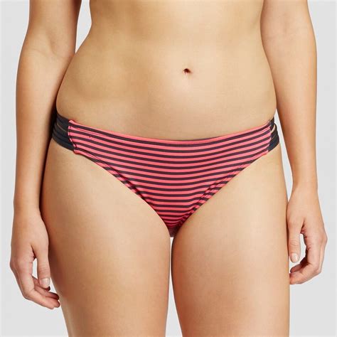 Mossimo Strappy Hipster Bikini Bottom Coral Island Slate Grey Stripe