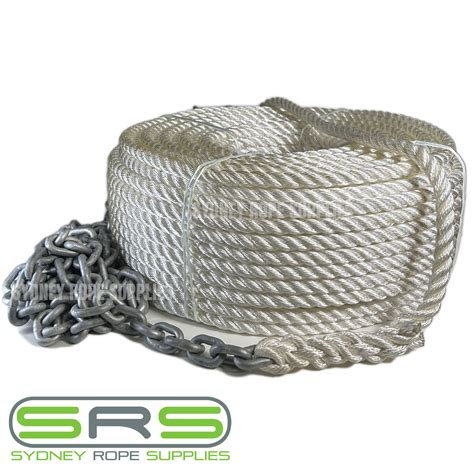 10MM X 100MTR 3 STRAND NYLON ANCHOR W CHAIN SPLICED ON ROPE – Sydney ...