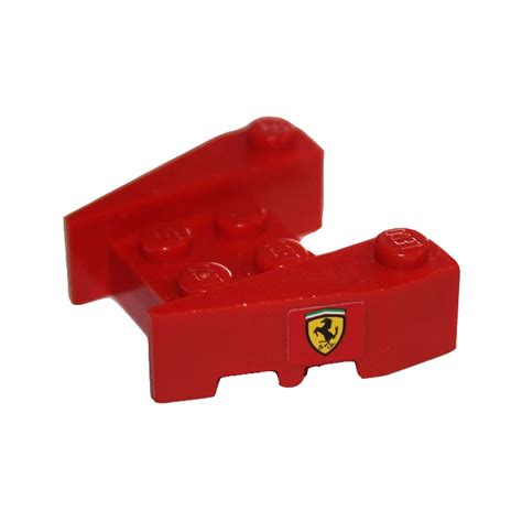 Lego Red Wedge Brick X With Ferrari Logo Sticker With Stud Notches