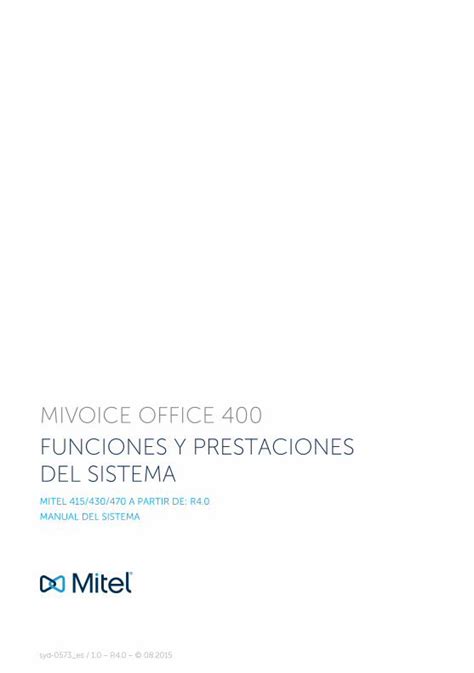 PDF MIVOICE OFFICE 400 FUNCIONES Y PRESTACIONES DEL Mitel Helpweb Es