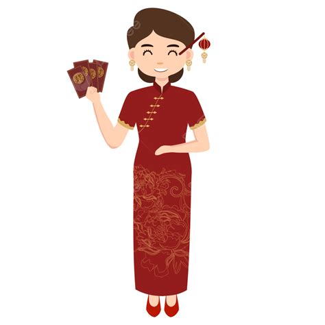 Chinese Girl Cartoon Character At Traditional Festival, Cartoon Clipart ...