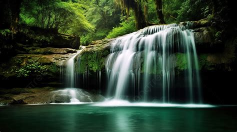 Waterfalls In The Forest Background, Cool Waterfall Picture Background ...