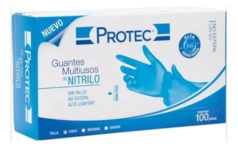 Guante Nitrilo Azul Protec C Piezas Talla Mediano Meses Sin Intereses