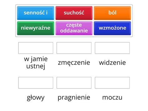 HIPERGLIKEMIA dopasuj objawy i przepisz do zeszytu Połącz w pary