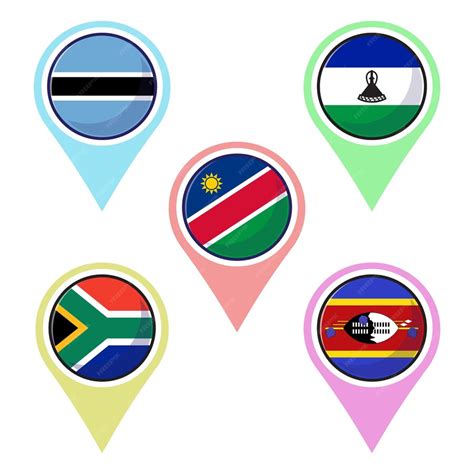 Premium Vector South African Countries Flags Flat Circle Vector