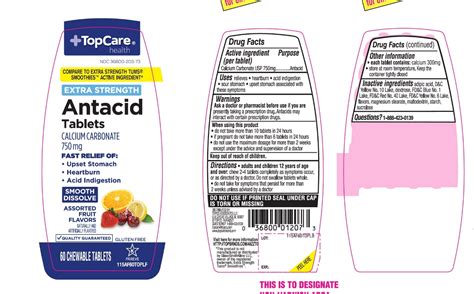 Dailymed Topcare Antacid Calcium Calcium Carbonate Tablet Chewable