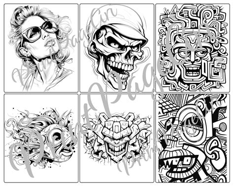 Graffiti Street Art Wall Art Printable Coloring Book Adults Coloring 37 ...