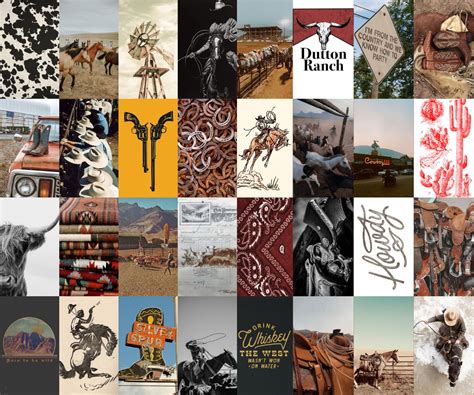 Cowboy Western Aesthetic Wall Collage Digital Download 75 Etsy