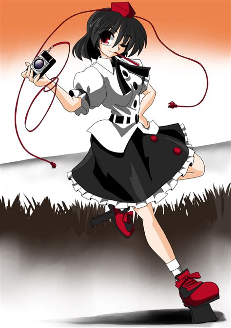 Kieyza Kiezya Shameimaru Aya Touhou 1girl Black Hair Camera