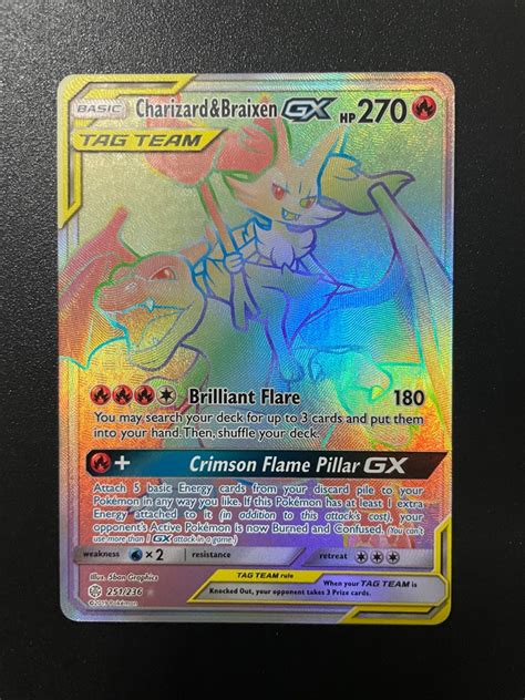 Pokemon TCG Charizard Braixen GX 251 236 Hyper Rare Sun Moon