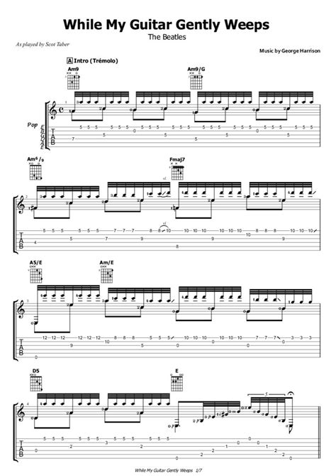 The Beatles While My Guitar Gently Weeps Scot Fingerstyle Tab George Harrison