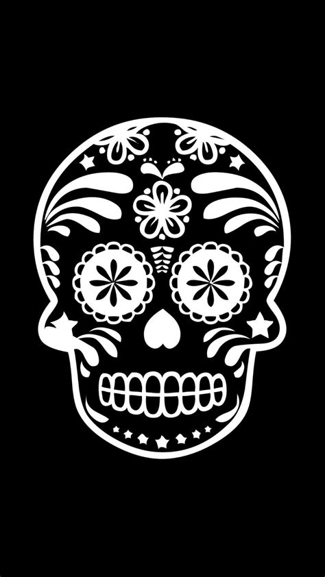 Sugar Skull With Black Background - 1080x1920 Wallpaper - teahub.io