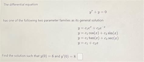 Solved The Differential Equationy Y Has One Of The Chegg