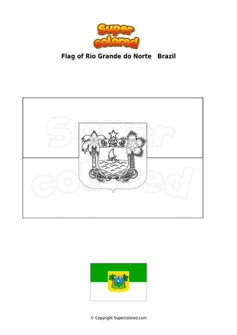 Coloring page Flag of Rio Grande do Norte Brazil - Supercolored.com