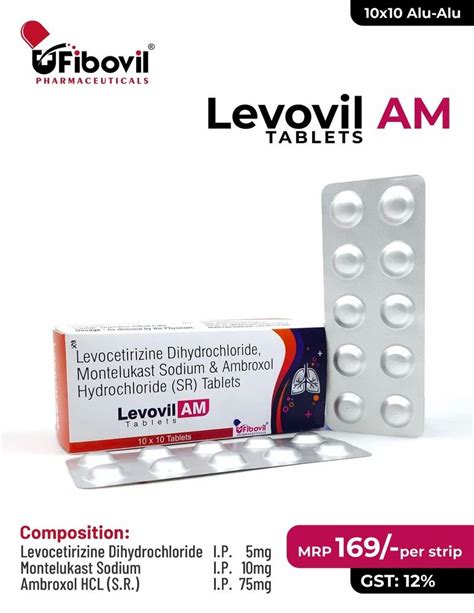 Tablet Levocetirizine Dihydrochloride Monelukast Sodium Ambroxol For