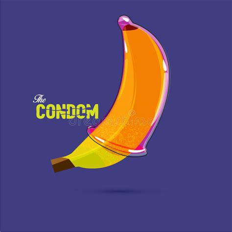 Condom On Banana With Typography Design Safe Sex Concept Vector