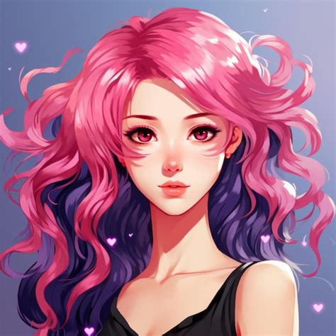 Premium AI Image | anime girl with pink hair and purple eyes