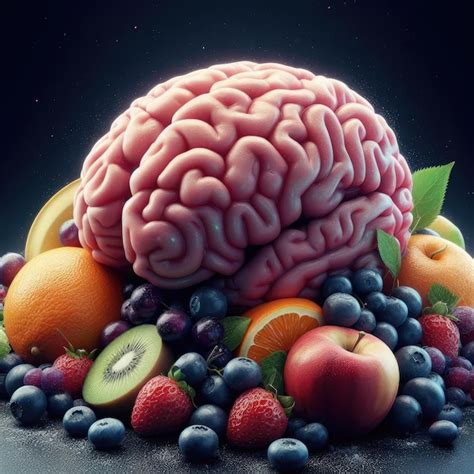 Le Cerveau Humain Fait De Fruits Sains Photo Premium