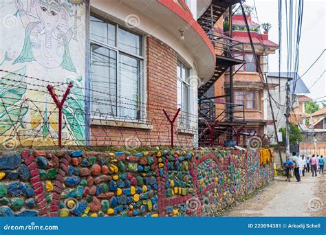 Colorful Dirty And Dusty Street Area In Sinamangal Kathmandu Nepal