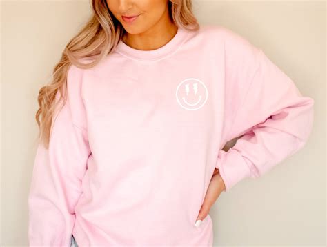 Smiley Face Crewneck Smiley Face Sweatshirt Preppy Sweatshirt Etsy