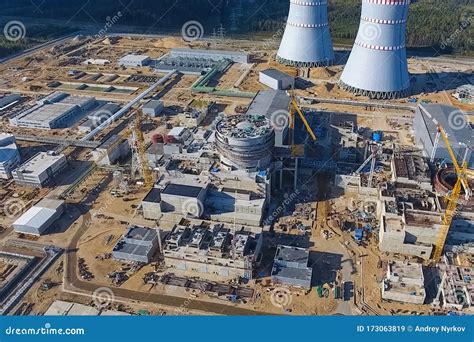 Aerial Survey of a Nuclear Power Plant Under Construction. Insta Stock ...