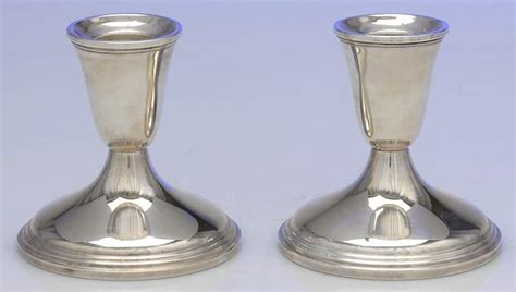 386 Sterling Hollowware Pair Of Weighted Candleholder By Empire