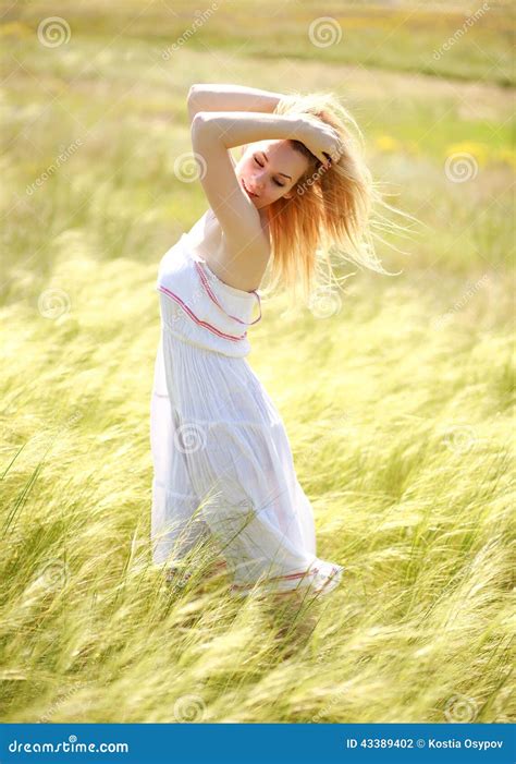 Happy Cute Girl Enjoying A Sunny Summer Day Stock Photo Image Of