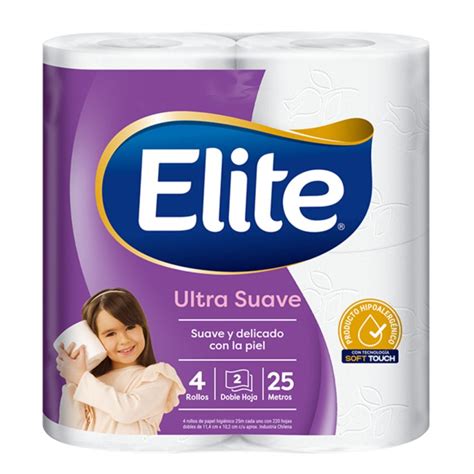 Papel Higiénico Elite Ultra Suave Doble Hoja 4 Rollos 25 m