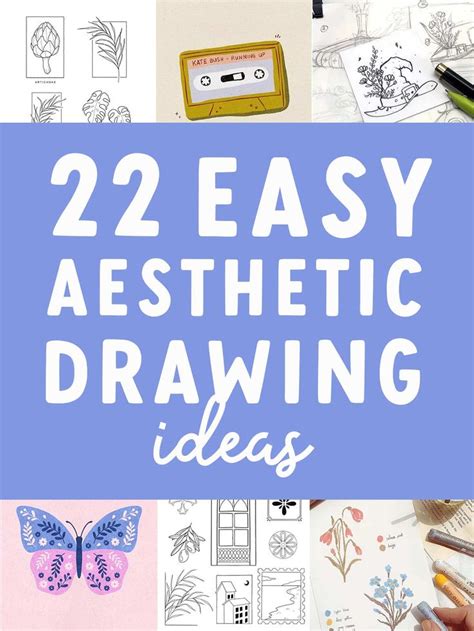 The Words 22 Easy Aesthetic Drawing Ideas Are Shown In Blue And White