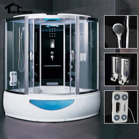 1500mm Steam Shower Massage Whirlpool Bath Corner Cabin Cubicle Enclosure Room Glass Sliding