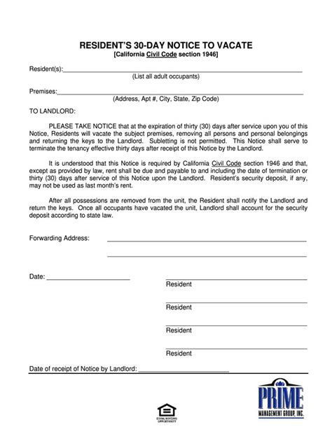 30 Day Notice Fill Out And Sign Printable Pdf Template Signnow In