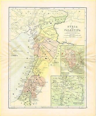 Old Antique Classical Map of Syria Palestine Palaestina Hierosolyma c ...