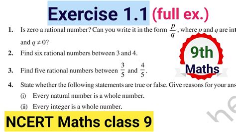 Class Maths Exercise Full Exercise Class Maths Chapter