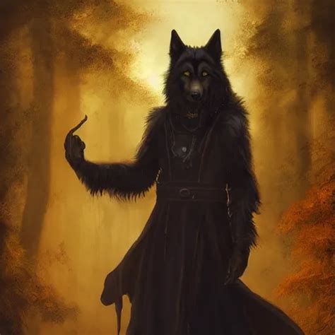 Magic Humanoid Strong Wolf Sorcerer Casting A Powerful Stable