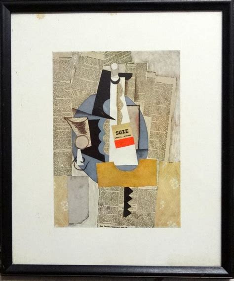 Vintage Picasso Print ~1912 Synthetic Cubism Glass And A Bottle Of Suze Rare 1784787624