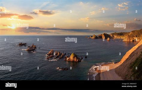 Evening Atlantic Ocean Coastline Landscape Beautiful Gueirua Beach