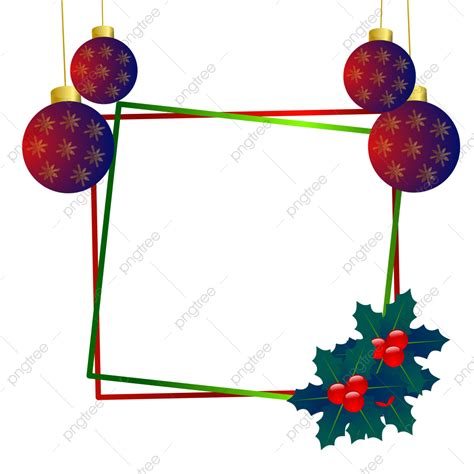 Merry Christmas Frame With Pine Leaves And Balls Merry Christmas With