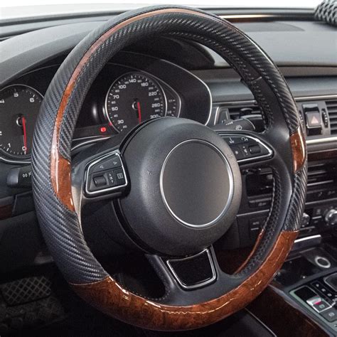 Amazon Xizopucy Wood Grain Steering Wheel Cover Black Universal