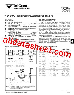 TC4427A Datasheet PDF TelCom Semiconductor Inc