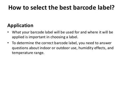 Barcode Guide To Selecting The Best Barcode Label Ppt