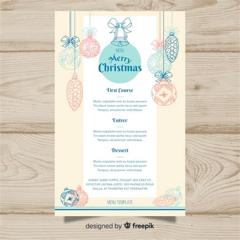 Free Vector Decorative Christmas Menu Template