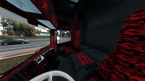 SCANIA RJL 4S TOPLINE INTERIOR RED PLUSCH DANISH REWORKED V2 0