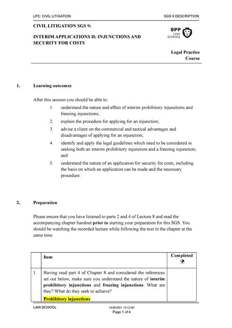 9c Sgs 9 Civil Lit LPC CIVIL LITIGATION SGS 9 DESCRIPTION CIVIL