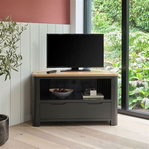 Dark Grey Corner Tv Unit Grove Oak Furnitureland