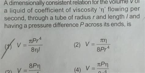 [answered] A Dimensionally Consistent Relation For The Volume V Of A