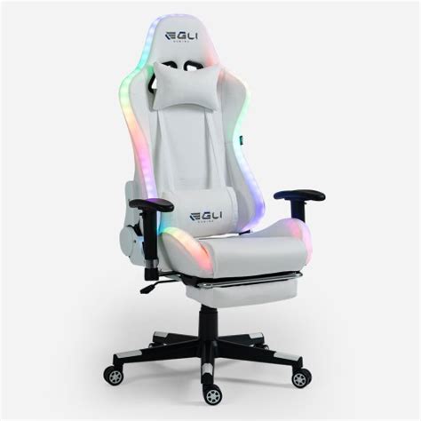 Pixy Comfort Kontorstol Hvid Gamer Stol Med Led Rgb Lys Og Benst Tte